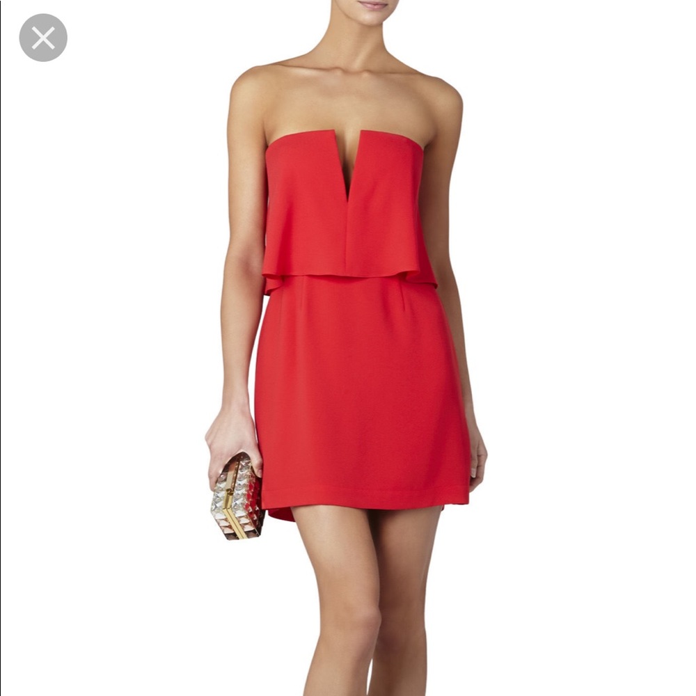 BCBG Red Strapless Cocktail Dress